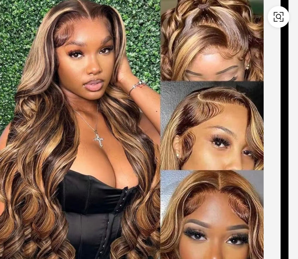 Raw Brazilian Hair Highlight Blonde Glueless 13X4 HD Lace Front Wigs Human Hair Body Wave Pre-plucked Lace Wig