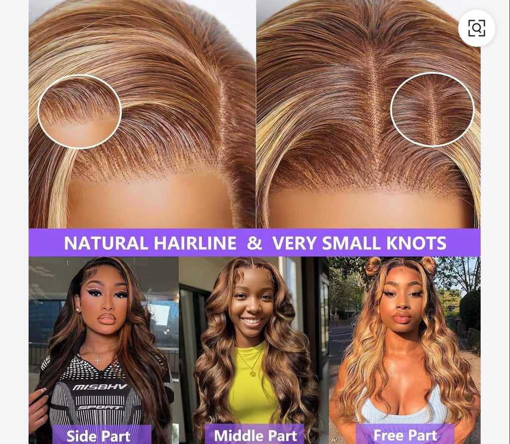 Raw Brazilian Hair Highlight Blonde Glueless 13X4 HD Lace Front Wigs Human Hair Body Wave Pre-plucked Lace Wig