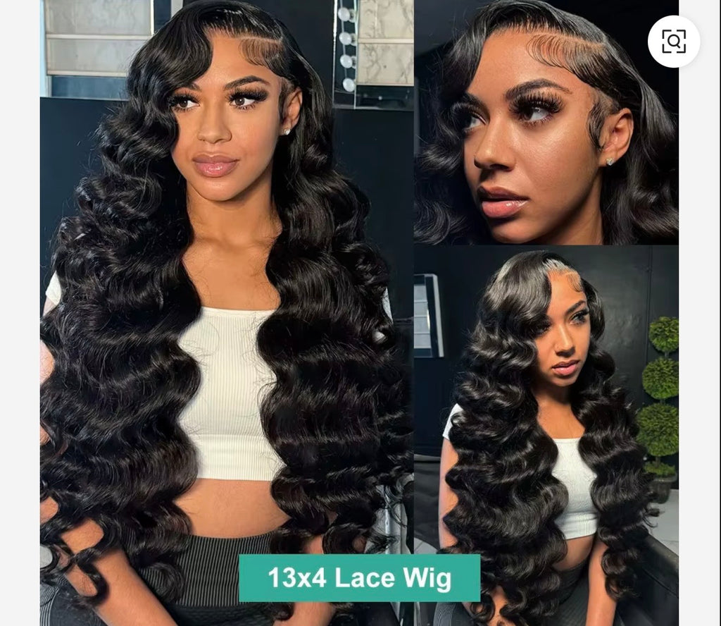 Brazilian 13x4 HD Human Hair Transparent Lace Front Human Wig Body Wave Curly