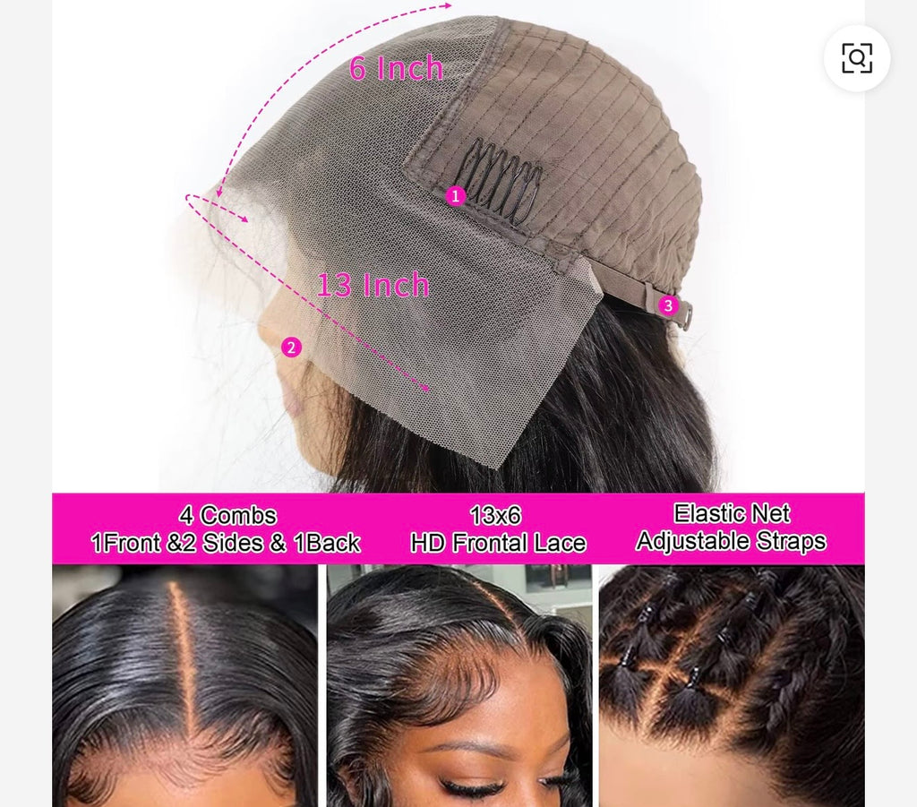 Brazilian 13x4 HD Human Hair Transparent Lace Front Human Wig Body Wave Curly